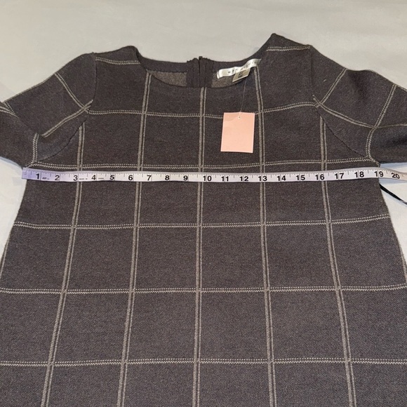 Max Studio Top Wool Blend Buttery Soft Charcoal White Checkered Sz M - Picture 10 of 13